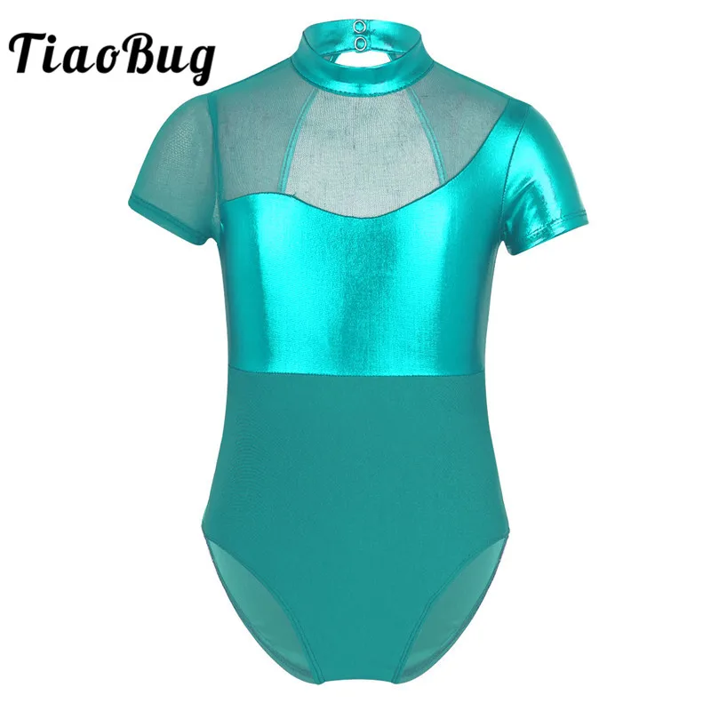 TiaoBug/детское балетное трико с вырезом сзади для подростков Сетчатое лоскутное