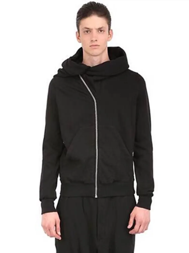 XS 5XL 2017 новая мужская одежда стилист GD Мода с диагональным молниям капюшоном