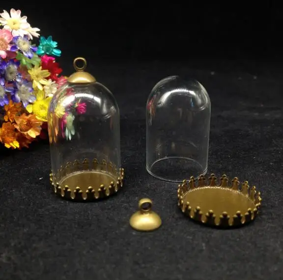 20 компл./лот 30*20 мм стеклянный шар трубка колокольчик поддон Корона бусины шапка