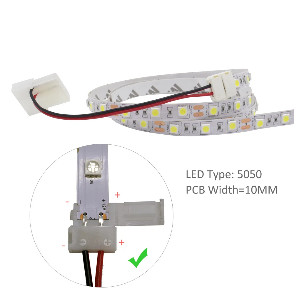 

Solderless LED Strip Connector 15CM Large 4Pin to 2Pin 10MM Free Welding PCB Connector Wire for Single Color LED Strip Light