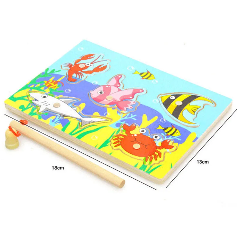 3D деревянные магнитные игрушки для рыбалки развивающие Обучающие рыбки