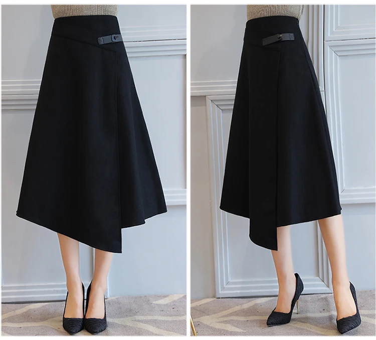 Модные женские юбки с высокой талией бордовые красные цвета хаки черные S ~ XXL на