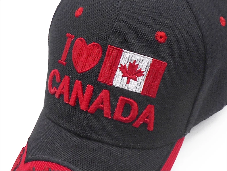 Я люблю Канаду вышивка женская бейсболка флаг Канады Шляпа Snapback Регулируемая Мужская Casquette Gorras