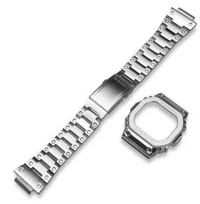 5600 silver 1 комплект Высокое качество нержавеющая сталь Часы Ободок и ремешок для GW-5000/5035/5600/5610 - Цвет: 5600 silver
