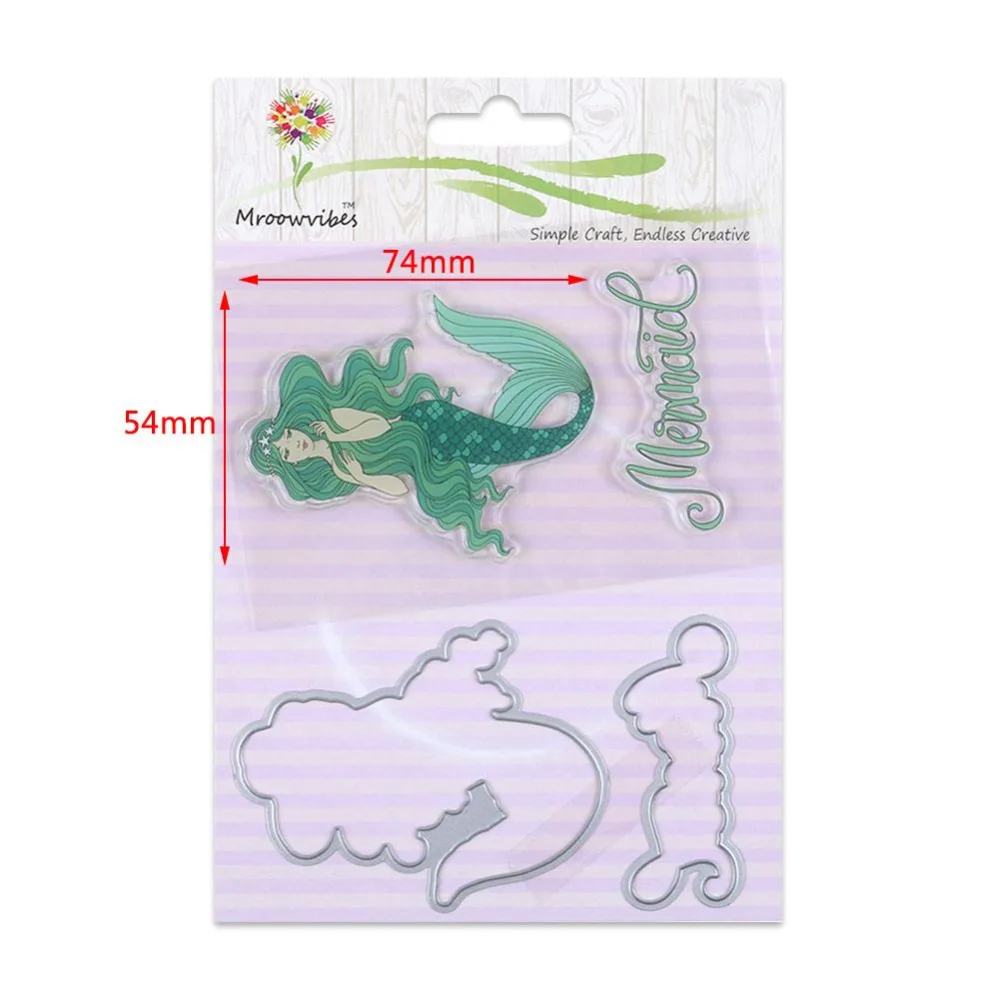 Mermaid Transparent Clear Silicone Stamp/Seal With Cutting Dies Frame for DIY scrapbooking Decorative | Дом и сад