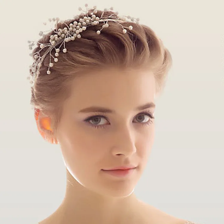 

and American high-end handmade fine pearl headdress bride wedding band lady all-match other crown jewelry wholesale