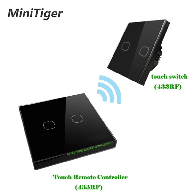 MT-S601-F02-B Minitiger стандарт ЕС 1/2 банды 2 способ беспроводной дистанционный настенный светильник сенсорный переключатель беспроводной накопитель дистанционный сенсорный переключатель - Цвет: MT-S601-F02-B