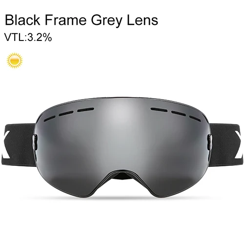 Black Frame GreyLens KUTOOK лыжные очки двухслойные сноуборд лыжные очки зимние ветрозащитные снежные очки UV400 защита Лыжная маска очки для снегохода - Цвет: Black Frame GreyLens