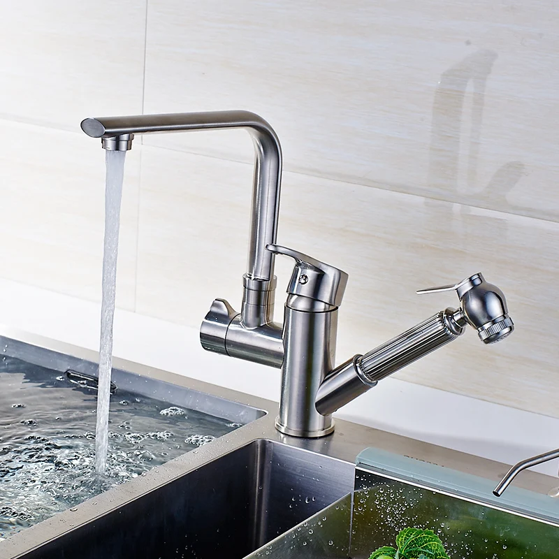 Смеситель для кухонной мойки из матового никеля 519 33N|kitchen faucet|kitchen sink faucetpull out faucet |