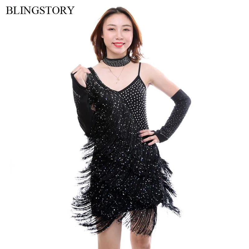 Элегантный 3 шт./компл. Одежда для танцев с кисточками бусинами и дамских платьев