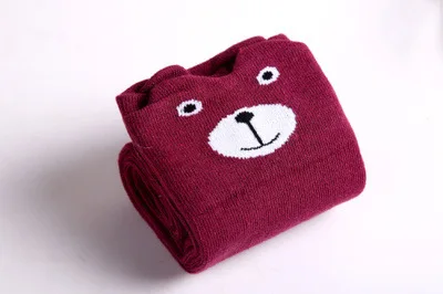 wine red bear Милые Носки с рисунком животных Детские Гольфы для девочек 3D футболка с изображением персонажей видеоигр школьные выше колена длинные носки из хлопка "Лиса", "Кот", "гетры Цвет От 3 до 10 лет - Цвет: wine red bear