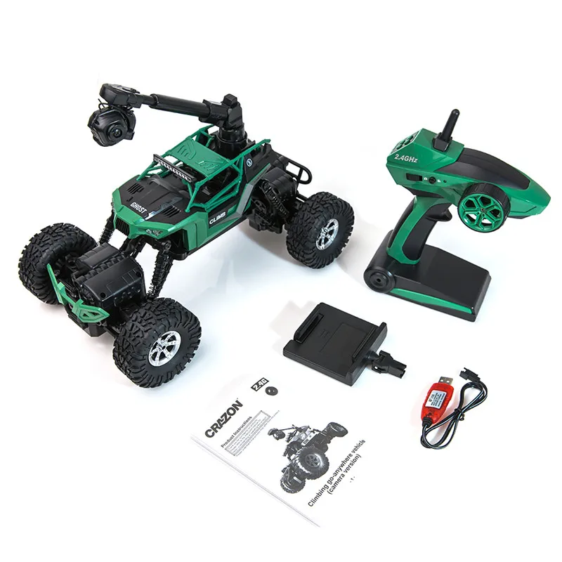 green Crazon 171604B 1/16 2,4G 4WD водонепроницаемый гусеничный Радиоуправляемый автомобиль с Wifi камерой МП управление телефоном двойной поворот Радиоуправляемый альпинистский автомобиль - Цвет: green