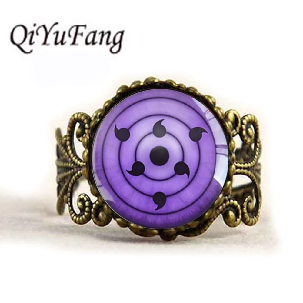

QiYuFang Purpl Eyes Ring Pendant Handmade Jewelry Green Cat Eye Glass Rings Men Women