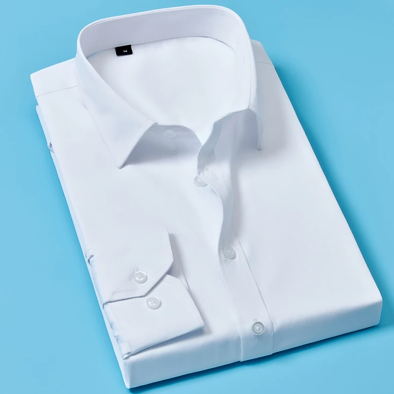 Мужская Повседневная белая рубашка с длинными рукавами деловая мягкая удобная