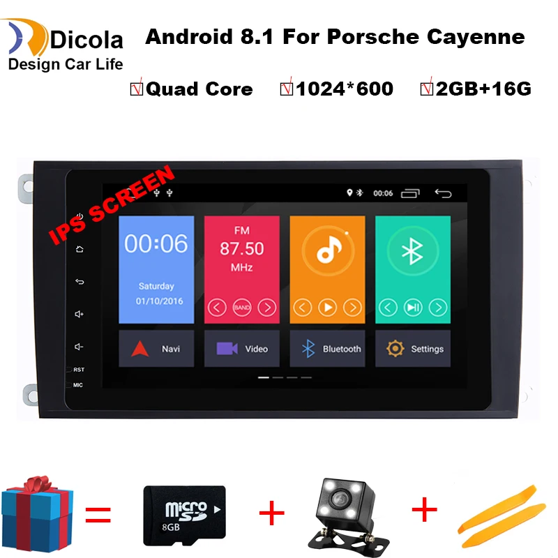 " ips 2GB ram Android 8,1 автомобильный DVD для Porsche Cayenne 2003-2010 автомобильный gps-навигация, радио, стерео головное устройство Авторадио четырехъядерный