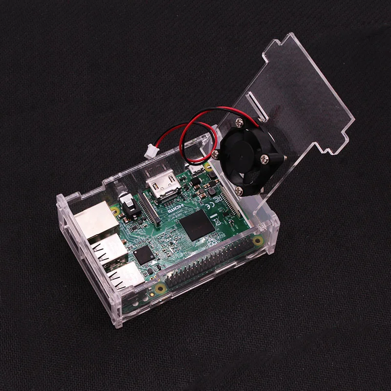 Raspberry Pi Прозрачный Плюс Акриловый чехол Корпус с охлаждающим вентилятором для 3B