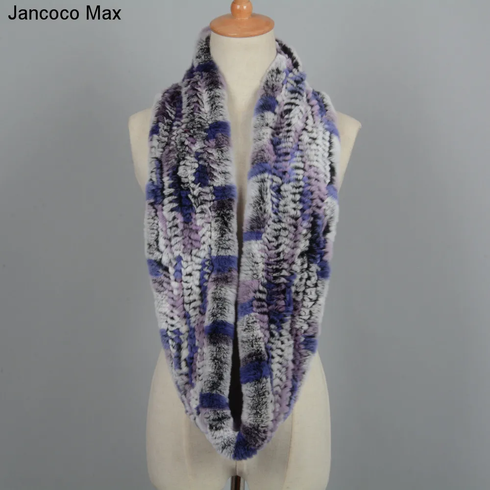 Jancoco Max Настоящий мех кролика длинные шарфы Высококачественная зимняя теплая шаль шейный платок S7097