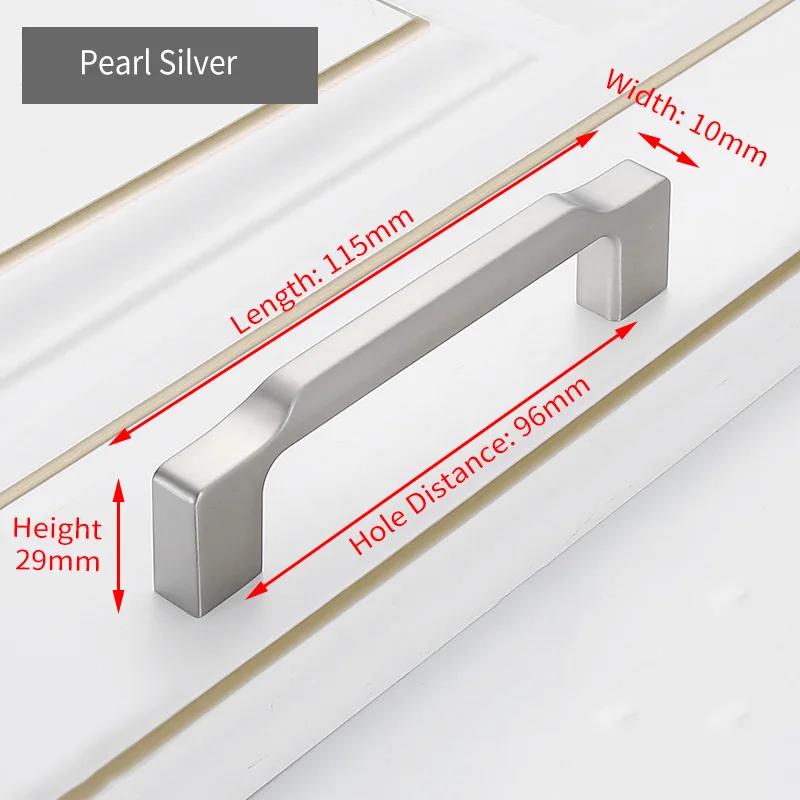 Pearl Silver 96mm KAK цинковый сплав жемчужно-серая золотая для шкафа ручки твердые ручки для ящиков кухонный шкаф двери тянет Мебельная ручка фурнитура для шкафа - Цвет: Pearl Silver 96mm