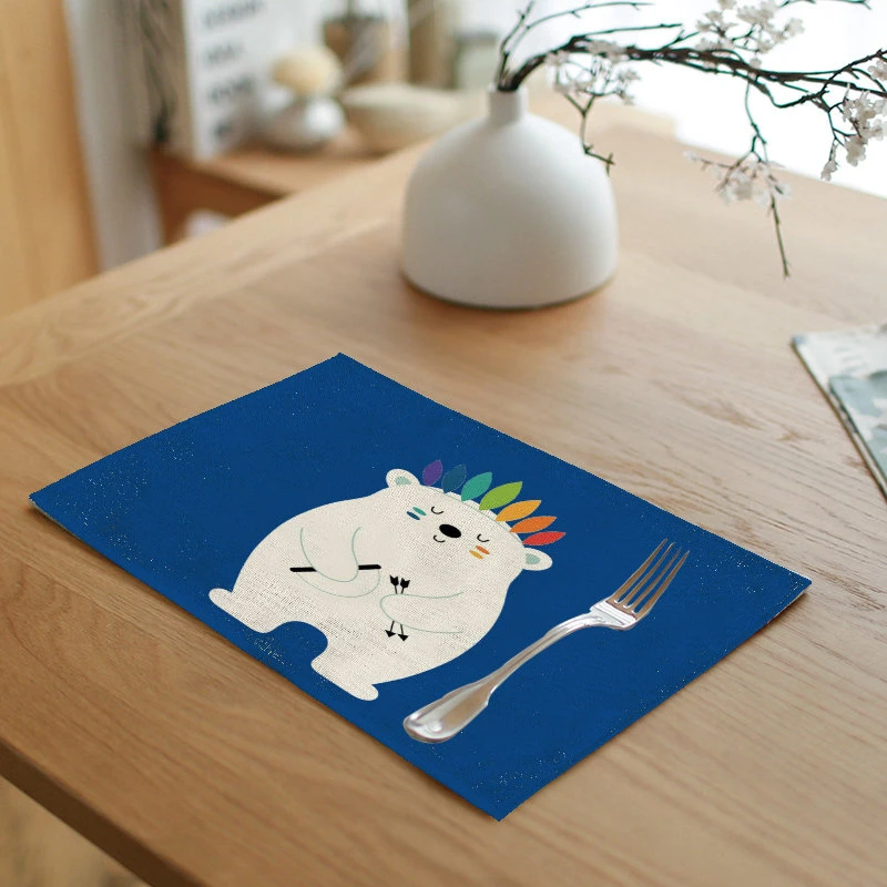 1 шт. 42*32 см милый бурый медведь салфетки для стола домашнего декора белый пингвин