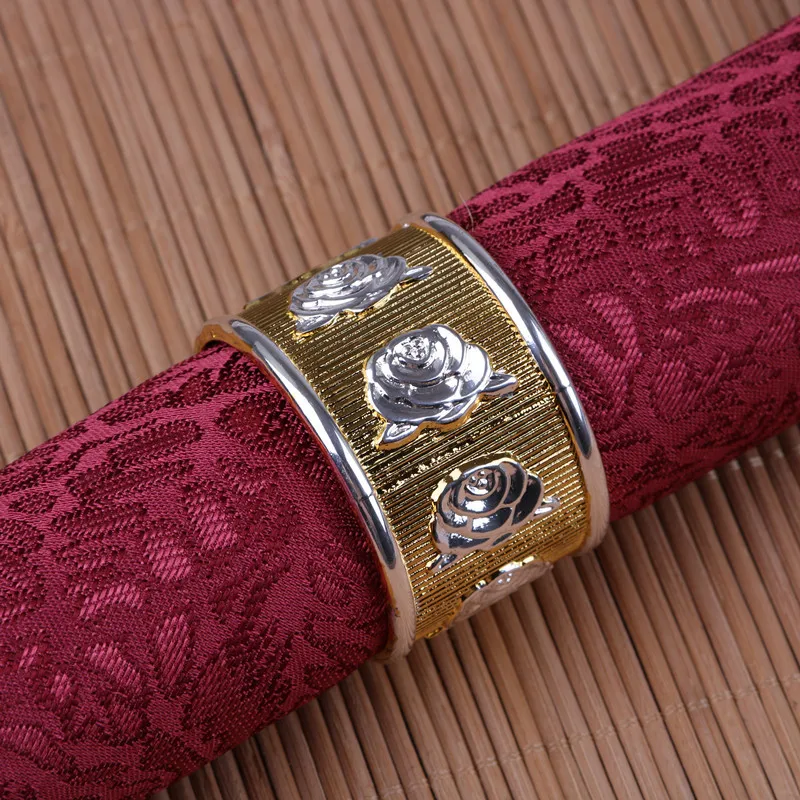 20 шт сплав кольцо для салфеток Роза Пряжка креативные настольные украшения