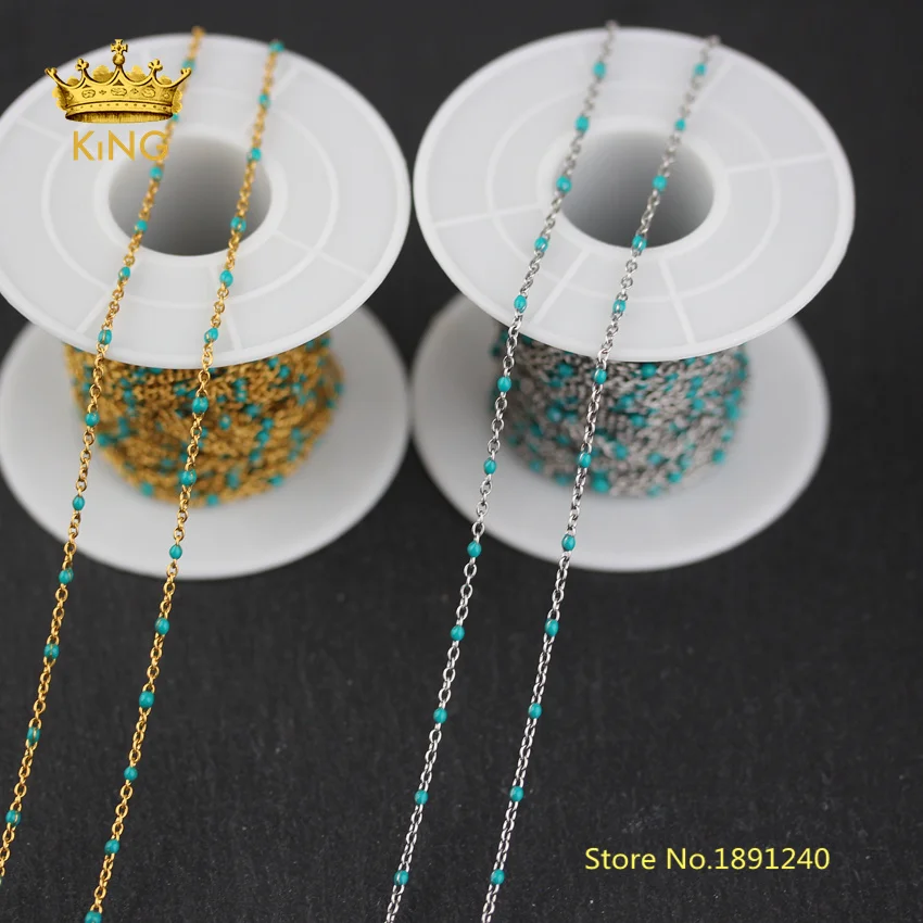 5 метров маленькие синие эмалированные точечные цепочки 2 мм бусины проволочные