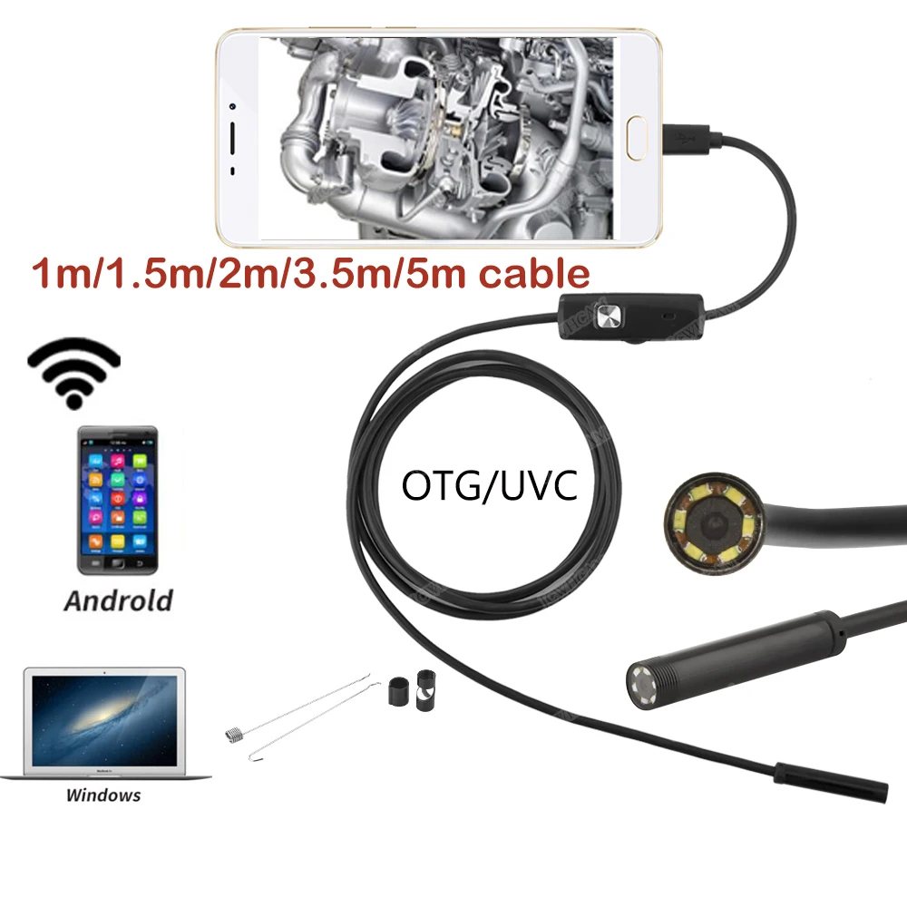 5,5/8 мм объектив 1 м-10 м мягкий кабельный эндоскоп Android USB эндоскоп камера водонепроницаемый Led Borescopes камера для ПК Android телефон