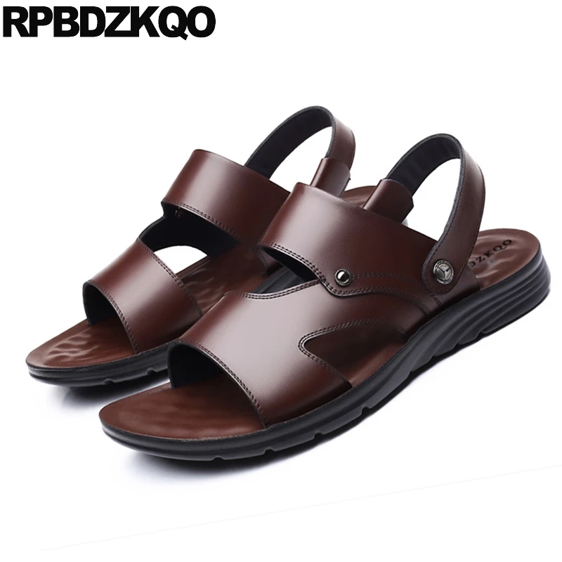 Сникерсы мужские кожаные Мягкие Водонепроницаемые тапочки ремешок для улицы