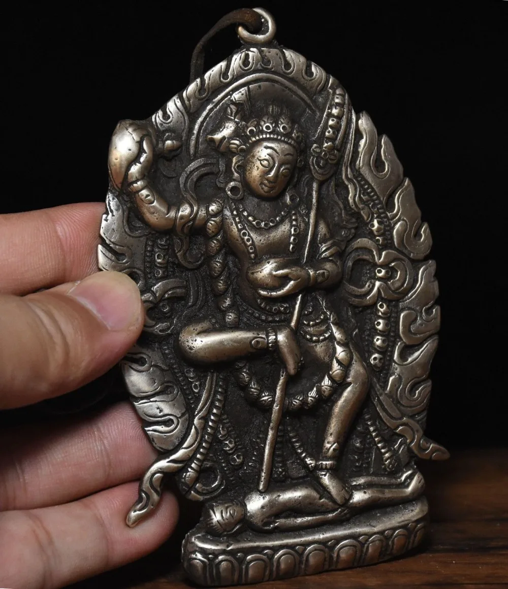 

Christmas Old Tibet Buddhism Bronze Silver Vajravarahi Dorje Phakmo Buddha Statue Pendant New Year