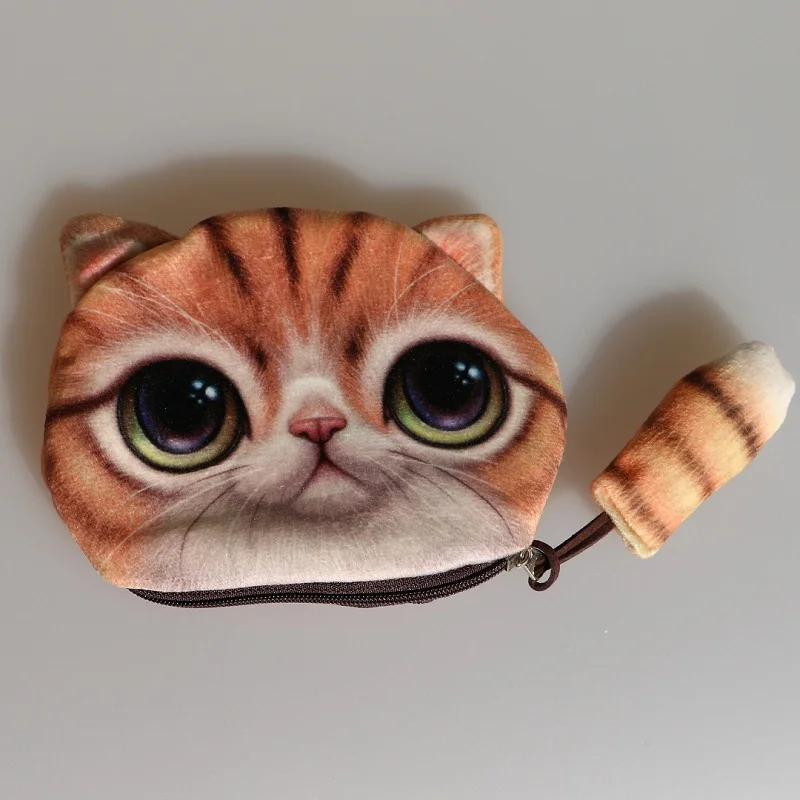 Милый 3d животное лицо молния чехол портмоне «кошка» женский кошелек bolsas/Детская сумочка Макияж Багги Сумка bolsa feminina