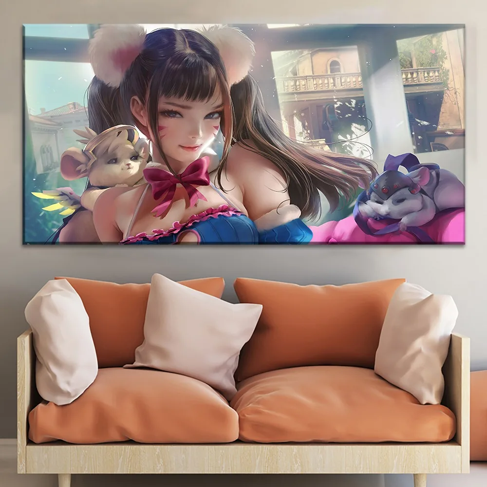 Kawaii Сексуальная Dva Overwatch живопись на холсте тип печати и на стене декоративное произведение искусства 1 панель стиль игры большой плакат