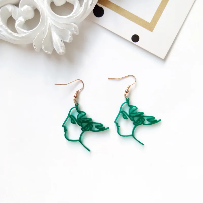 A2 Pierced stud Металлические выдолбленные серьги-клипсы с гиперболом для лица без пирсинга геометрические абстрактные художественные человеческие серьги-клипсы для лица для девушек без пирсинга - Окраска металла: A2 Pierced stud