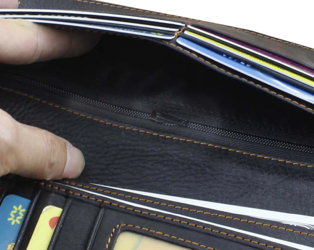 New Black Real Leather Mens Biker Card/Money Long Wallet Purse W/ Jeans Key Chain | Багаж и сумки