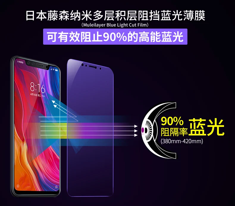 Bonaier тройной сильный антибликовый для Xiaomi Mi 8 Полный Клей закаленное стекло для Xiaomi Mi 8 протектор экрана 9H 2.5D стеклянная пленка