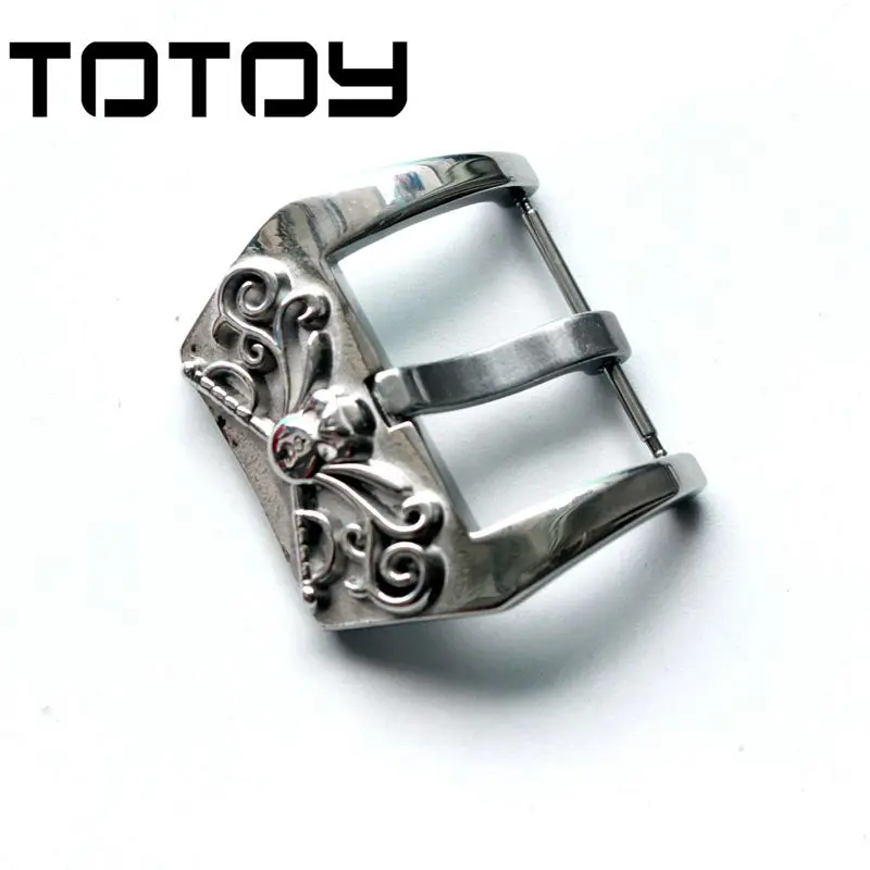 TOTOY полированная Серебряная Пряжка 20 мм 22 мм 24 мм рельефная Мужская пряжка, пряжка дьявола дракона, быстрая