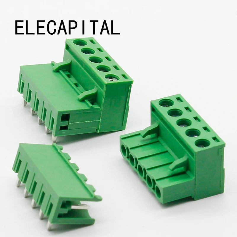 

Free shipping 10 sets ht5.08 5pin Right angle Terminal plug type 300V 10A 5.08mm pitch connector pcb screw terminal block