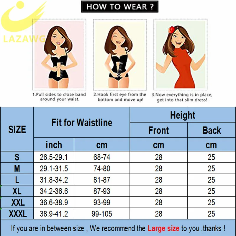 

LAZAWG Women Waist Trainer Tummy Control Belt Waist Trimmer Weight Lost Corset Neoprene Sweat Sauna Strap Slimming Underwear