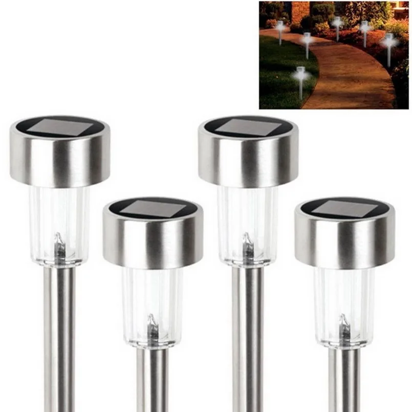 1pcs NEW Stainless Steel Outdoor LED solar light Lights w/ Built-In Stakes & Auto On/Off Hot Search | Solar Lamps