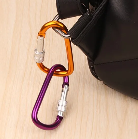 5Pcs 6# D Aluminum Carabiner Snap Clip Hook With Lock Hanger Keychain Bike Bottle Hiking Camping Carrying Locking Holder | Обустройство