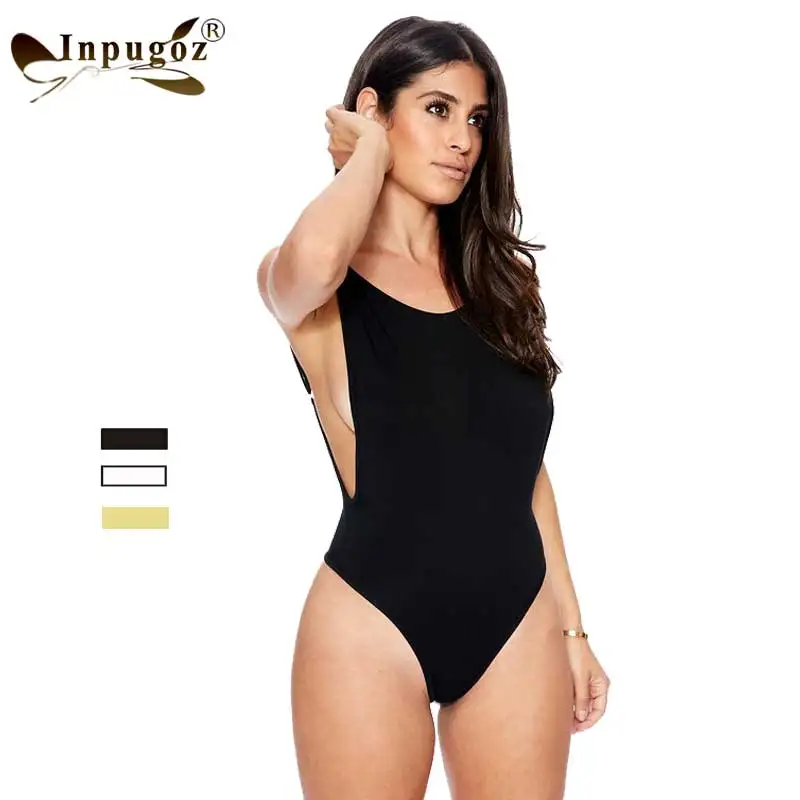 Женские Боди с о вырезом летние однотонные комбинезоны низким на спине|women