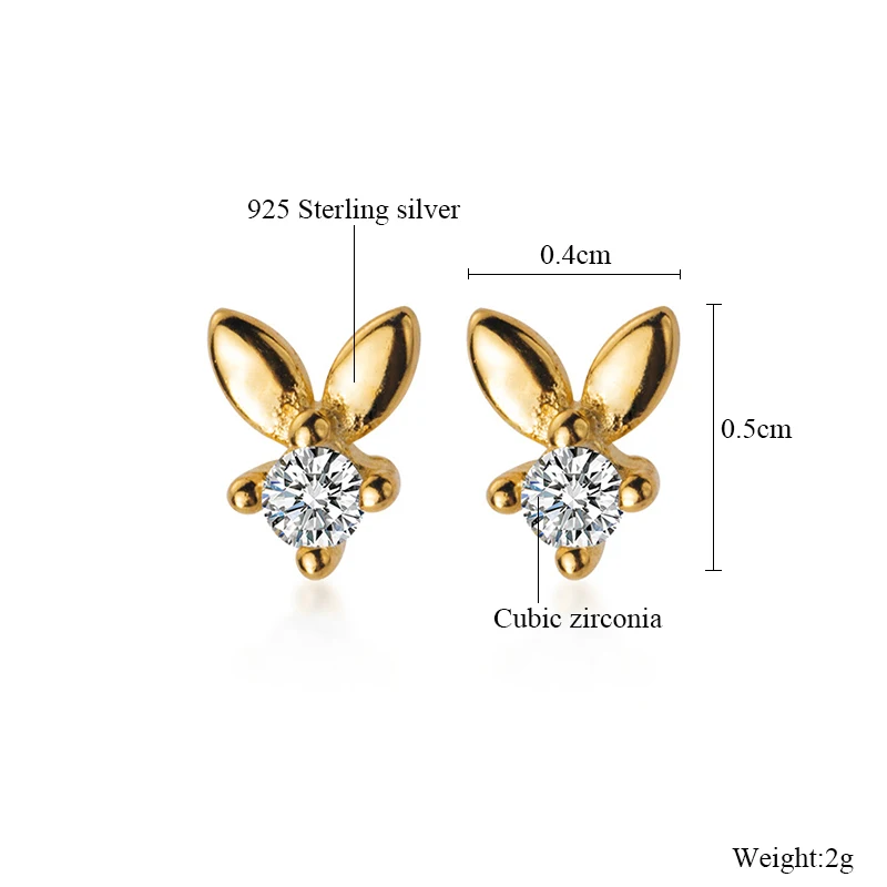

S925 Silver Earrings Nail Female Korean Version Of The Simple Rabbit Mini Girl Heart Small Fresh Earrings Jewelry
