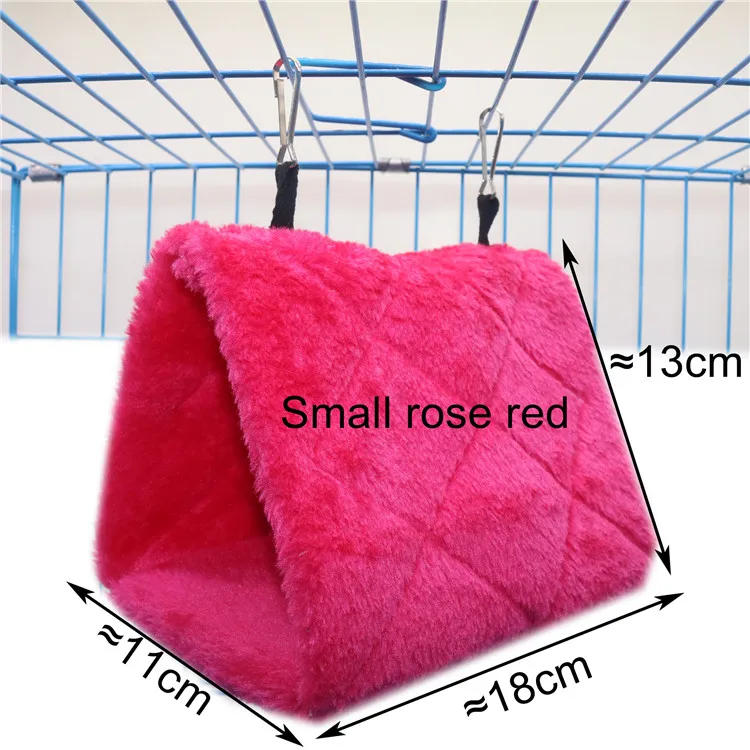 Small rose red 1 pcs 1 шт., модный плюшевый костюм попугая, треугольное гнездо, подвесное гнездо, зимний теплый треугольный подвесной гамак для семьи, товары для домашних животных - Цвет: Small rose red 1 pcs