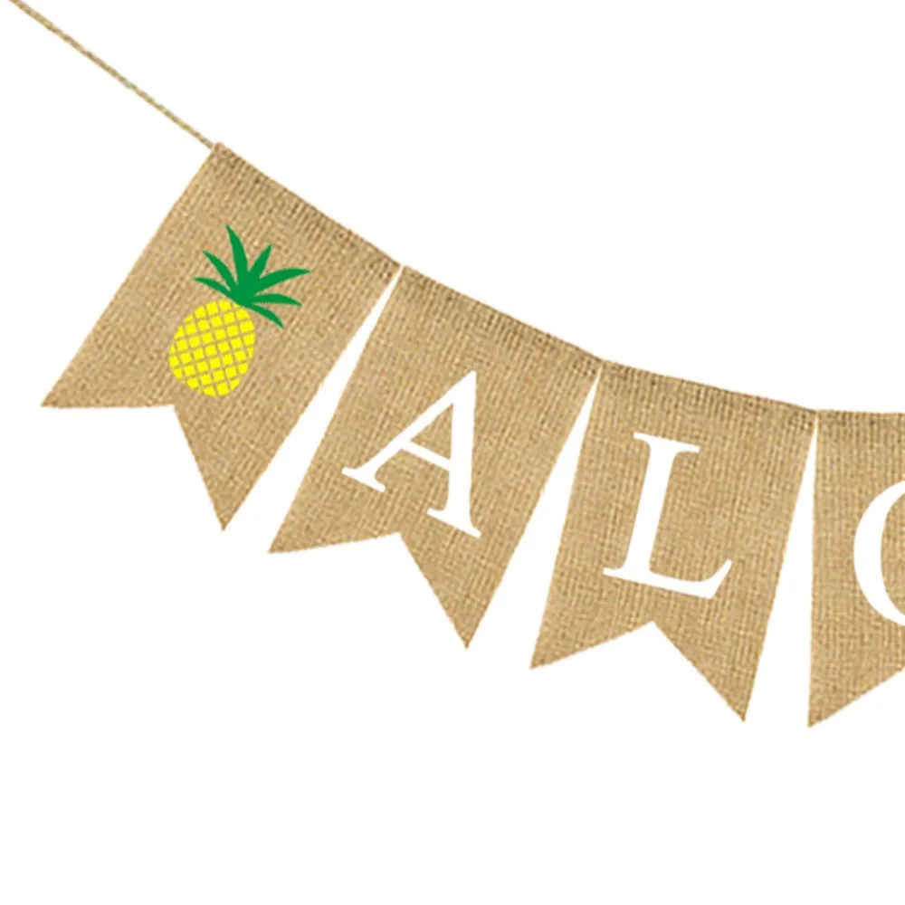 Гавайская джутовая гирлянда Luau Aloha флажки тропические летние пляжные украшения