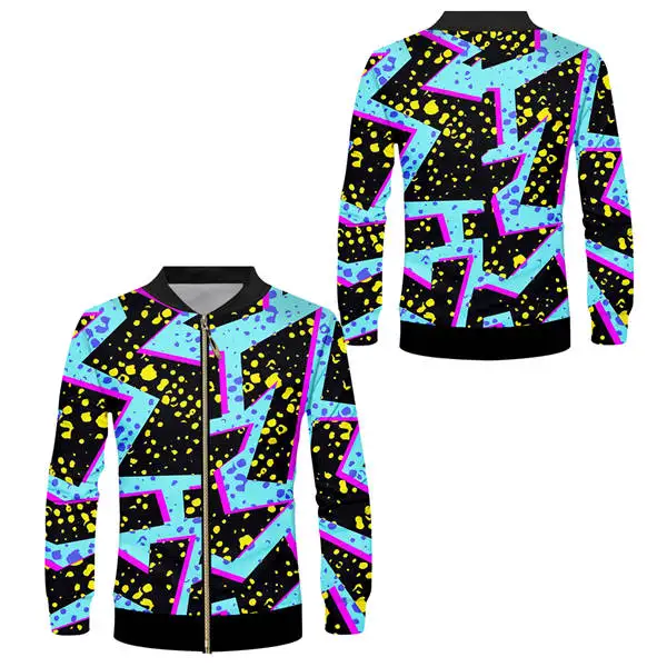 lightning jacket Новинка, бейсбольные куртки на молнии с 3d принтом в виде золотой цепочки, мужская и женская уличная куртка в стиле хип-хоп, университетская куртка, пальто на заказ, S-6XL - Цвет: lightning jacket
