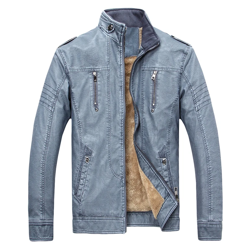 

Casual Faux Leather Jacket Men Autumn Winter Solid Clothing New Fashion Elastic Gentlemen PU Motorcycle Outerwear Warm Coat 316