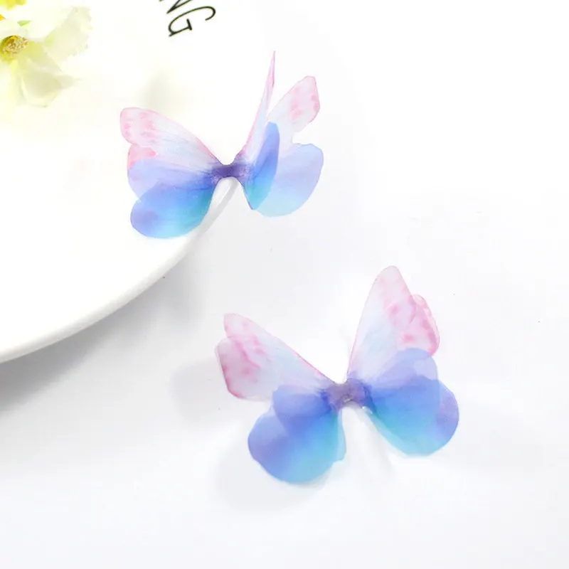 10 шт. Мини шифон двойное с бабочкой ремесло декоративные аксессуары женщина DIY серьги ожерелье ювелирные