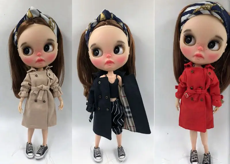 Одежда для куклы Blyth винный плащ с длинным рукавом/шарф узором кукол blyth Azone S OB24