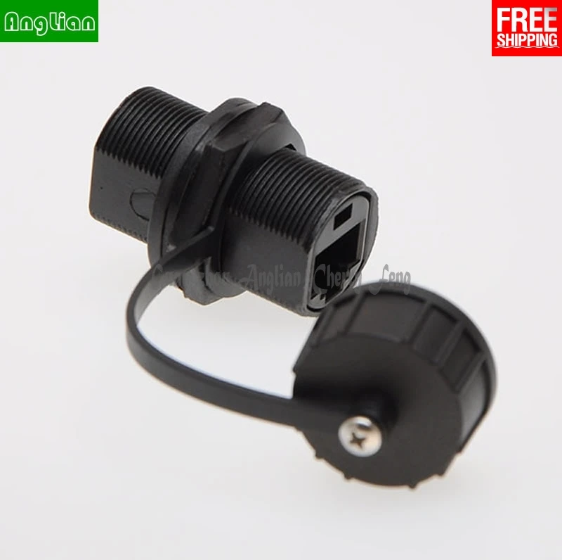 RJ45 гнездо с прямой головкой Ethernet LAN черный IP68 защита M20 наполнитель Locknut пластик