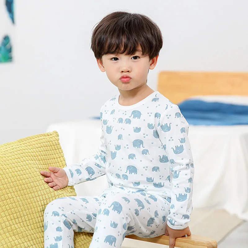 Зимние Детские пижамы для девочек пижамный комплект хлопковая одежда сна