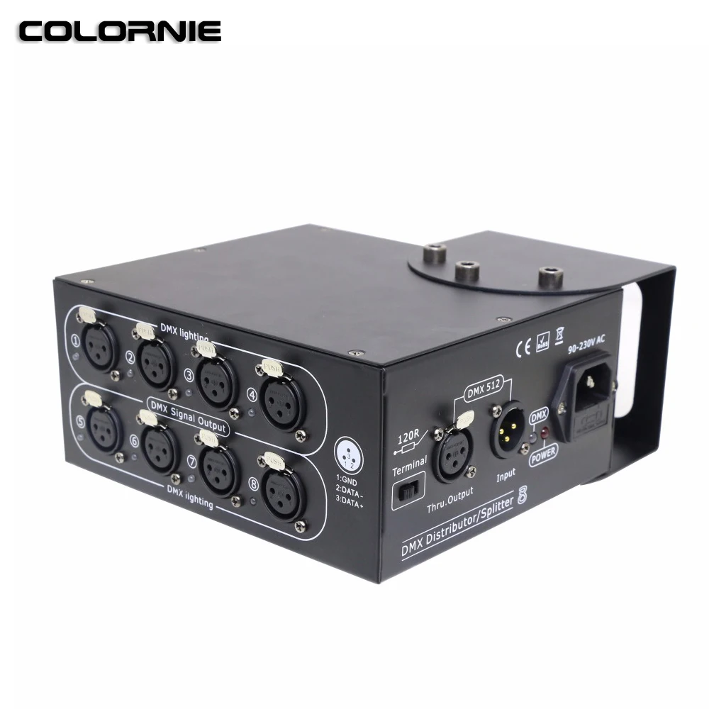 AC100-240V вход DMX сплиттер 8way DMX сплиттер сценический светильник ретранслятор сигнала DMX512 дистрибьютор сигнала