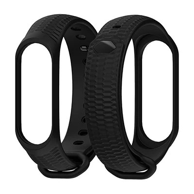 black Спортивный силиконовый ремешок mi jobs с бриллиантовой пряжкой и сотами для Xiao mi Band 4 3, умный браслет, браслет mi band 4 3, аксессуары - Цвет: black